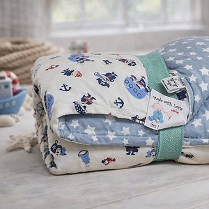 Nautical Ocean Themed Padded Blanket - Flannel