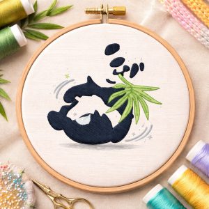 Rocking Panda Embroidery Design digital download file