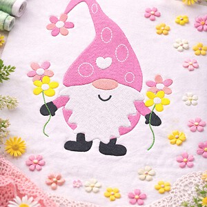 Pink Flower Dwarf Magical Elements Embroidery Design