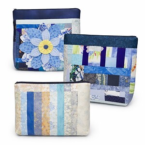 Compact Ocean Blue Soft Makeup Pouch for Travel