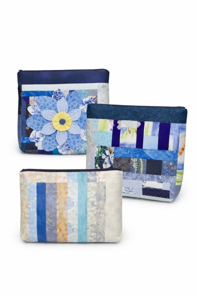 Compact Ocean Blue Soft Makeup Pouch for Travel