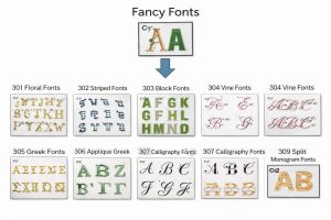 Embroidery font style showcase - Fancy Font