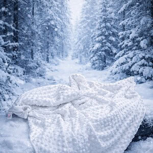 Luxury White Dot Minky Blanket – Reversible