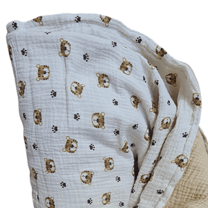 Soft Tiger Face Muslin Reverse Blanket