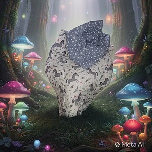 Grey Unicorn Blanket for Kids - Reversable and Stars