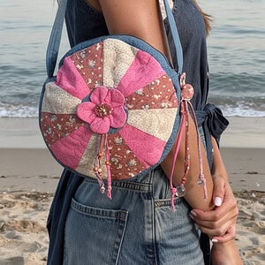 Boho Floral Crossbody -Round Patchwork Bag