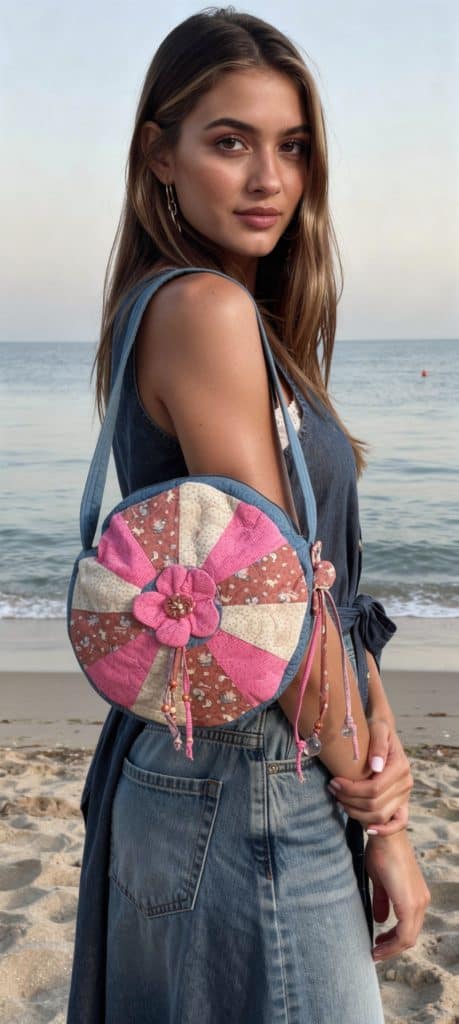 Boho Floral Crossbody -Round Patchwork Bag