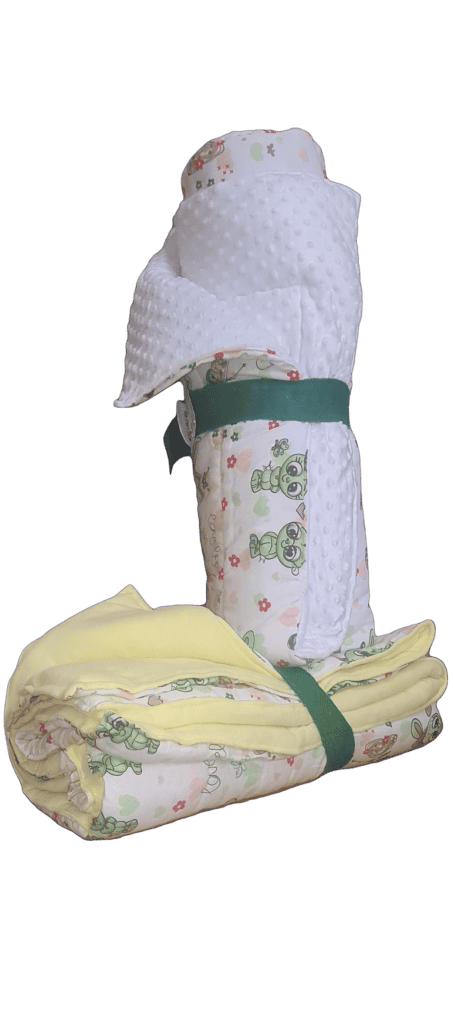 Green Funny Bunny Padded Reversible Blanket
