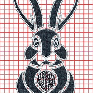 2 Colour Bunny 01 - Machine Embroidery Design