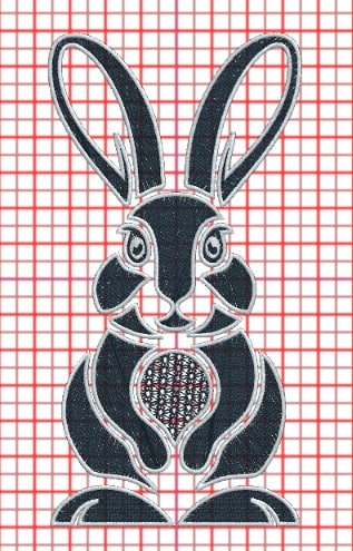 2 Colour Bunny 01 - Machine Embroidery Design